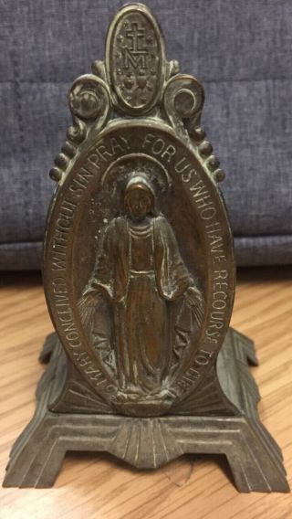 Vintage Holy Water Bottle And Holder Mary Conceived Without Sin Pray For Us