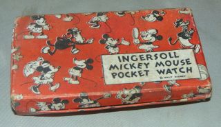 Vintage Ingersoll Mickey Mouse Pocket Watch Box Estate Fresh