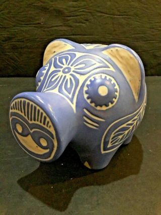 Pablo Zabal Art Pottery Chilean Ceramic Blue Pig Figurine