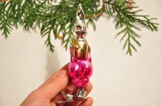 Rare Rabbit Bunny Vintage Russian USSR Glass Christmas Ornament Decoration 2