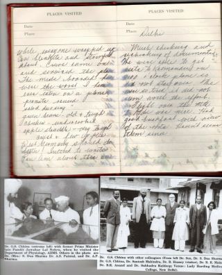 1979 Handwritten Trip Diary Delhi India Dr Gulzar Singh Chhina Neurophysiology