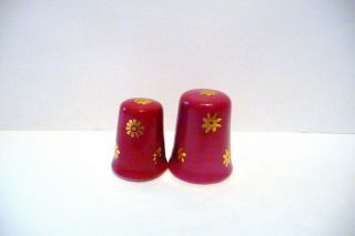 Thimble Pink Porcelain Set Of 2 Limoges France W/gold Flowers All Around