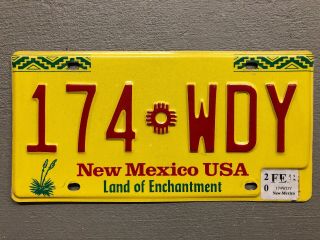 Mexico License Plate Yellow Zia Sun Land Of Enchantment 174 - Wdy