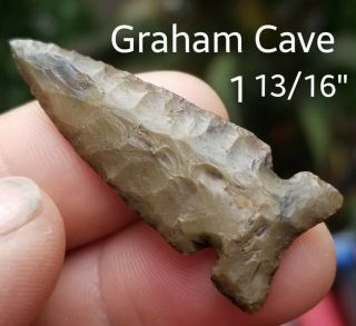 Authentic Graham Cave Arrowhead Spear Point Native Indian Artifact Midwest