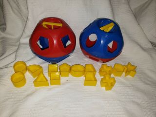 Two Vintage Tupperware Shape O Ball Sorter Learning Shapes Toy 14 Shapes