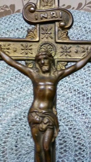 Crucifix Altar | Standing Cross | Antique Jesus - Marble Brass/bronze? Baroque