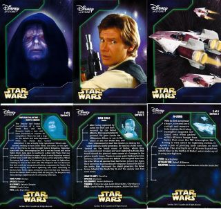 Disney Store Star Wars (series 3) Pack 3 Cards Emperor Palpatine,  Han Solo,  A - Wing
