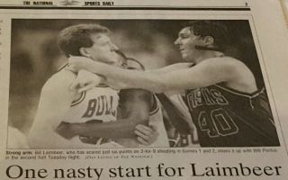 THE NATIONAL SPORTS DAILY NEWS PAPER MAY 22 1991 PIPPEN LAIMBEER JORDAN BULLS 3