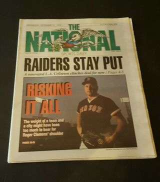The National Sports Daily News Paper September 12 1990 R.  Clemens Raiders Jordan