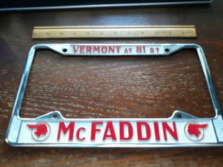 Vintage Pontiac Car Auto Dealer License Plate Chrome Metal Frame Mcfaddin