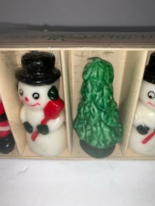 Vintage Wax Christmas Candles Santa Claus Snowman Tree 3 
