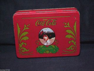 One Coca Cola Playing Card Metal Tin Featuring A Cameo Woman - No Cards