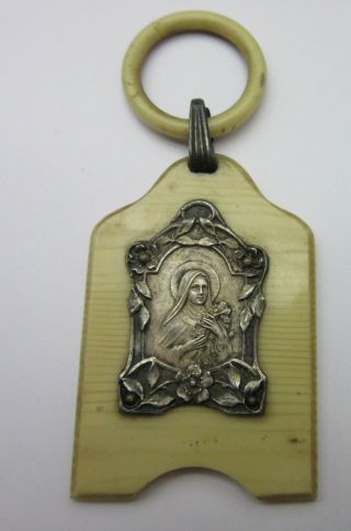 Antique French Art Nouveau Religious St Teresa Medal / St Teresa Reliquary