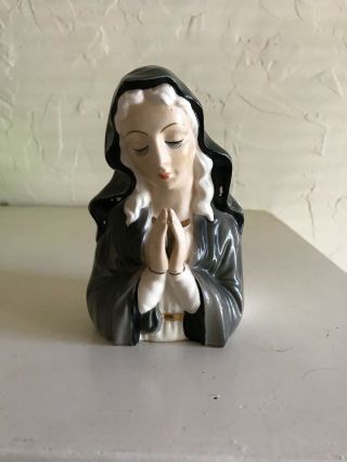 Lovely Vintage Virgin Mary Madonna Holy Mother Ceramic Planter Japan 1950 
