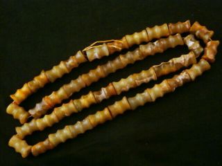 30 Inches Chinese Old Jade Hand Carved Beads Necklace C008