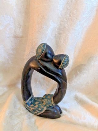 Stone " African Themed " Hand Carved Sculpture Statue Man,  Woman Kissing Gd Cond