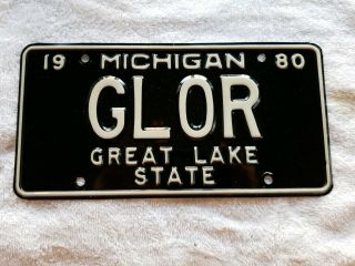 1980 Michigan License Plate Personalized G L O R