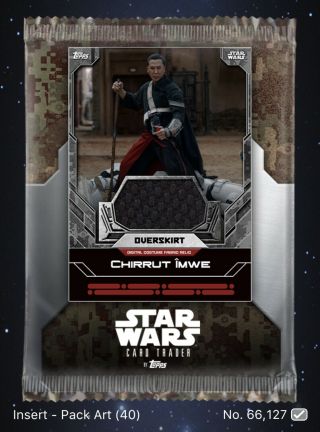 Star Wars Card Trader: RARE TIER A Pack Art - Chirrut Imwe Rogue One - 40cc 2