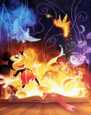 Walt Disney 75th Anniversary Signed Character Poster By Chris Schnabel 20 " X 28 "