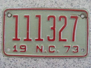 1973 North Carolina Nc Motorcycle License Plate Tag,  Vintage,  111327,