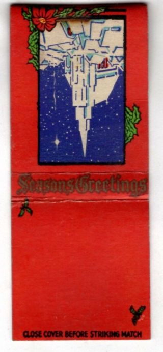 Christmas Church Season Greetings Vintage Matchbook Cover Jan - 1