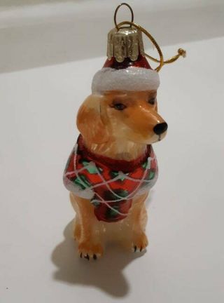 Golden Retriever Dog Glass Christmas Tree Ornament Decoration