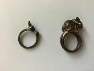 0ne Set Vintage Rabbit Rings (bronze/brass)