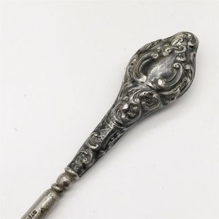 ANTIQUE VICTORIAN SOLID SILVER HANDLE BUTTON HOOK BOOT CORSET PULL 4