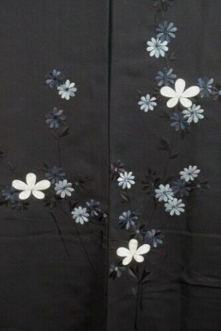 06a14421 Silk Japanese Kimono Haori Jacket Embroidery Flower 4