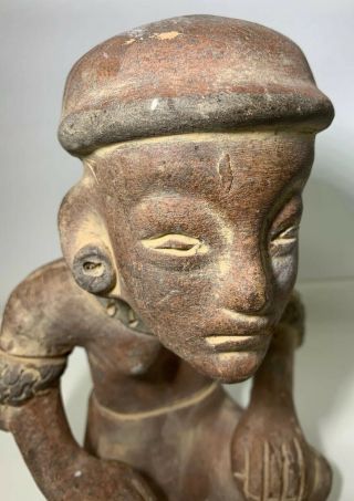 Mayan Aztec Terra Cotta Clay Figure Statue 8” Tall
