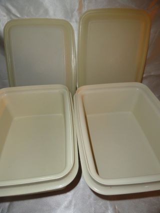 2 VINTAGE TUPPERWARE FREEZE N SAVE ICE CREAM KEEPERS CONTAINERS ALMOND 1254 3