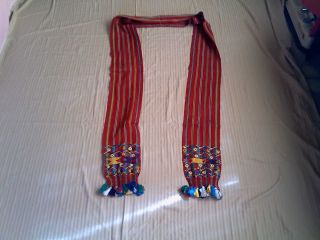 Vintage Hand Woven And Embroidered Guatemalan Tribal Sash Belt
