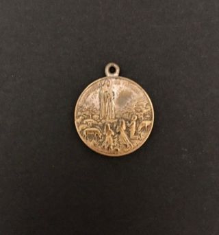 Our Lady Of Fatima W/former Relic,  Cathedral.  Old Medal Charm Portugal
