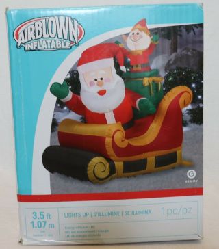 Gemmy Airblown Inflatable Santa & Sleigh 3.  5 Feet 83440