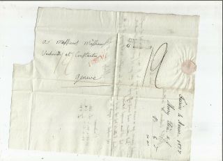 Stampless Folded Letter: 1827 Torino,  Italy Red Sl