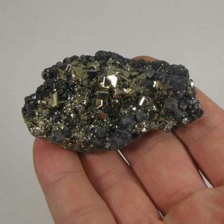 2.  6 " Octahedral Pyrite W/ Sphalerite Crystals Cluster - Huanzala Mine,  Peru