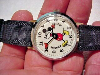 Vintage Bradley Mickey Mouse Men Watch Swiss Made Windup Walt Disney Productions