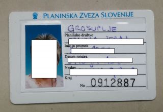 Woman Identity Id Card Alpine Association Of Slovenia 2009 Plastic Card