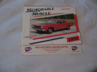 1992 " Memorable Muscle " Car Calendar - - Good Shape - Road Runner Etc