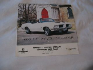 1996 Gm Parts Calendar - Car Calendar - - Good Shape - 65 Vette - 442 - Riveria - Etc