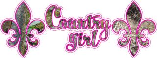 Countrygirl Fleur De Lis Vinyl Camo And Pink Vehicle Decal Sticker