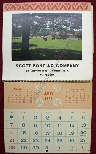 Hampton Hampshire Scott Pontiac Company Vintage Calendar 1973