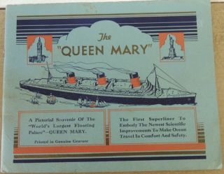 Rms Queen Mary 1936 Pictorial Souvenir 48 Pages 8.  75 " By 11 " Black & Wht Photos