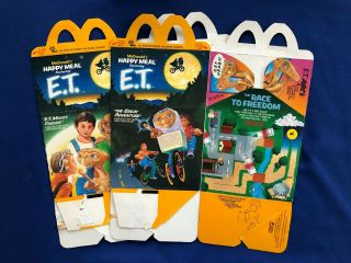 1982 E.  T.  The Extra Terrestrial Mcdonalds Happy Meal Boxes - Both Versions