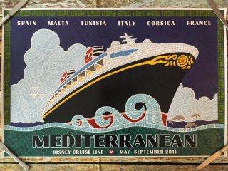 Rare Disney Cruise Line Mediterranean May - Sept 2011 24x36 Travel Agent Poster