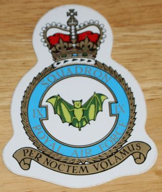 Old Raf Royal Air Force 9 Squadron Crest Sticker