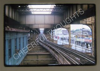 1973 Kodachrome Photo Slide Nycta El Elevated Subway Train Tracks K22