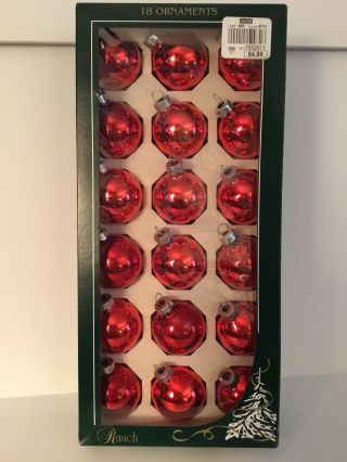 Box 18 Red Vintage Rauch Glass 1 - 1/2 " Christmas Tree Bulb Ornaments Usa