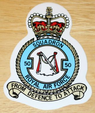 Old Raf Royal Air Force 50 Squadron Crest Sticker