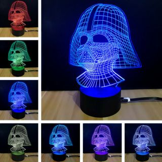 7 Colors Changing M.  Sparkling Td054 Star Wars Darth Vader Shape 3d Led Lamp